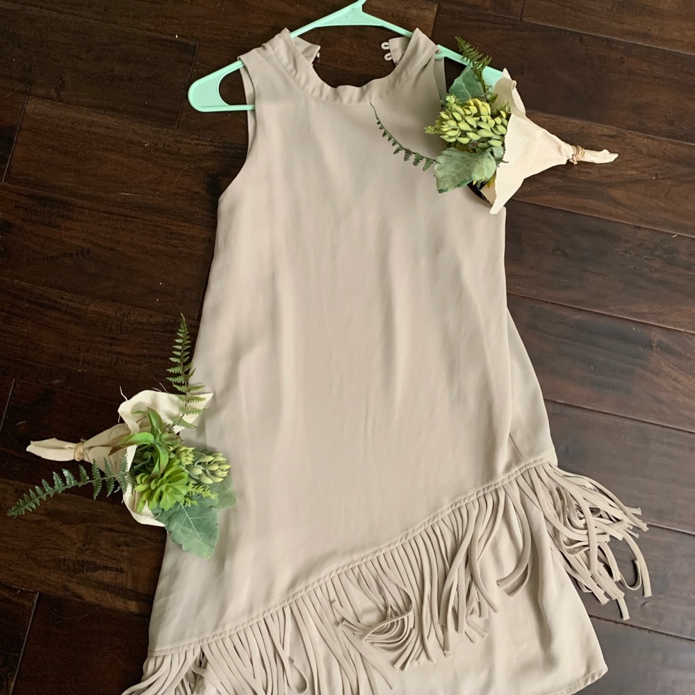 Beige Fringe Dress